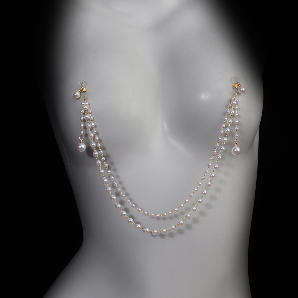 Body Jewelry Piercing - Цепочка на грудь с имитацией жемчуга