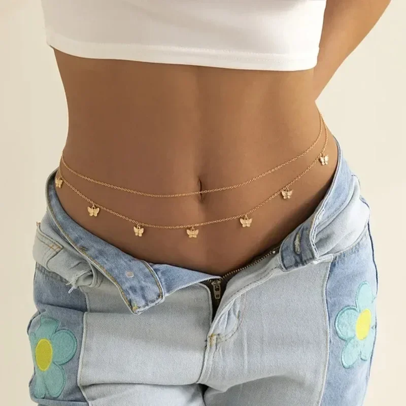 Body Jewelry Bulk - Новый очаровательный сексуальный двухслойный цепочка-бабочка для
