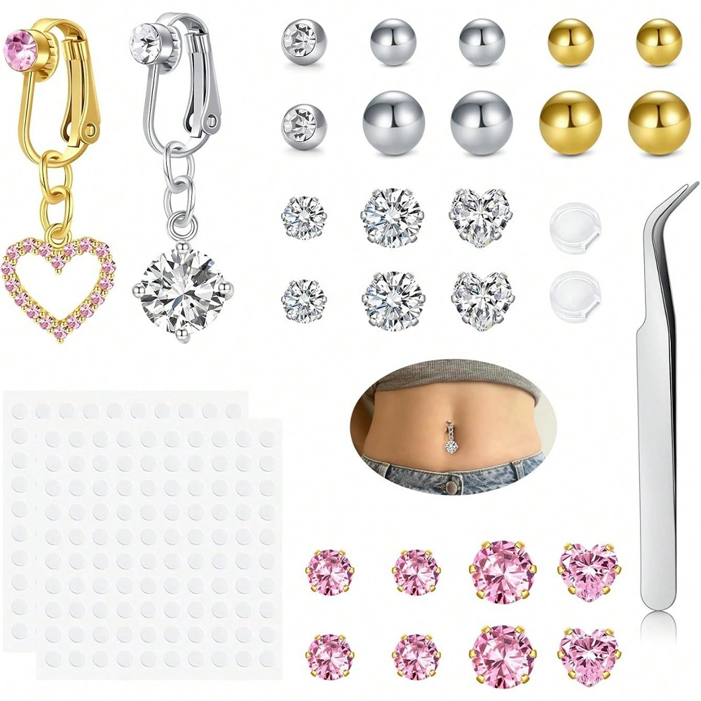 Body Jewelry Piercing - Золотистые клипсы-бабочки для пирсинга пупка без