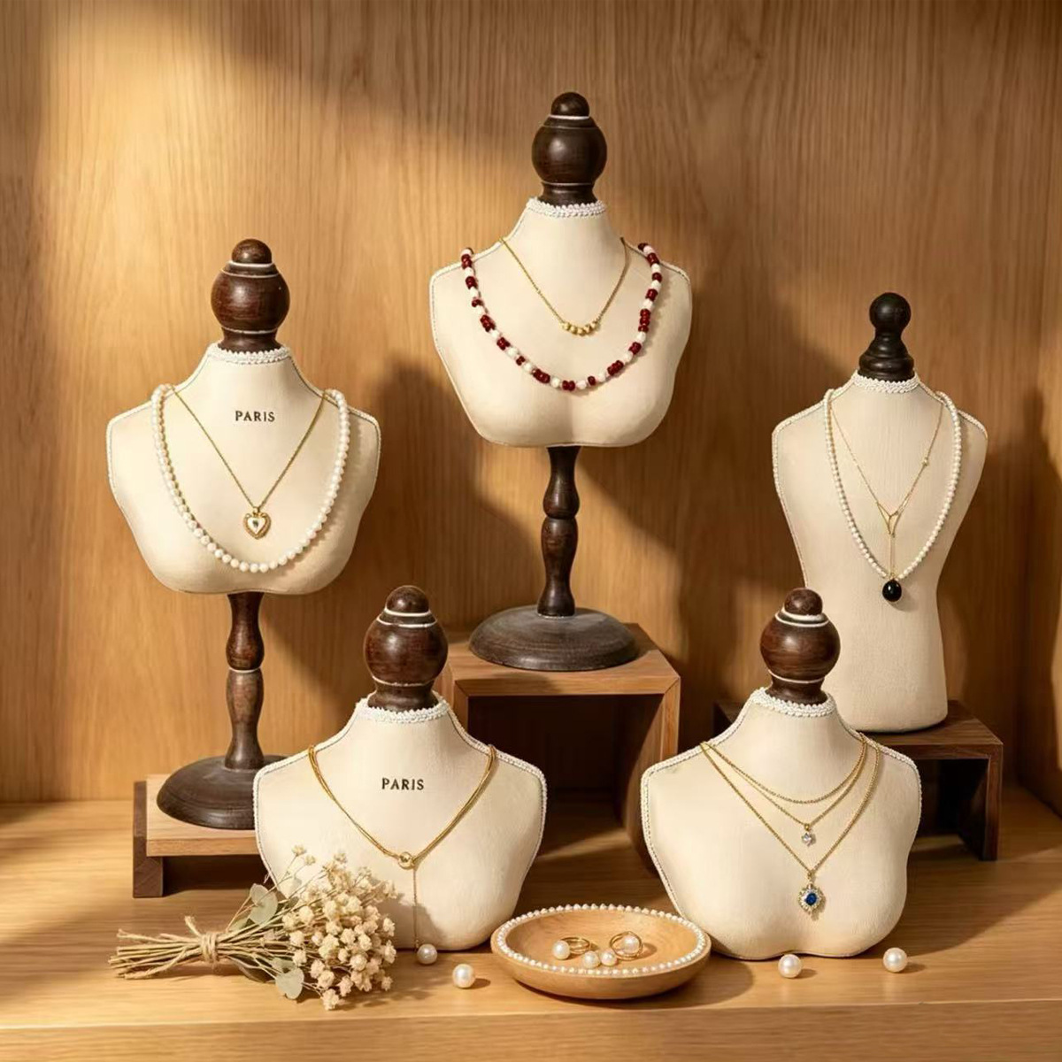 Body Jewelry Display Ideas - Винтажный деревянный манекен-подставка для демонстрации ожерелий
